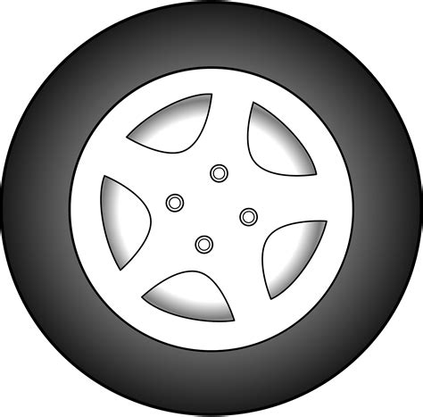 Car, Vehicle Or Automobile Tire Alloy Wheel With Rim Line Art - Clip Art Library