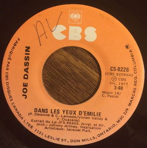 Joe Dassin Dans Les Yeux Demilie Vinyl 7 1977 [r1822183] Discogs