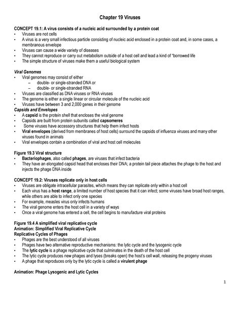 Chapter 19 Review Notes Viruses Chapter 19 Viruses CONCEPT 19 A