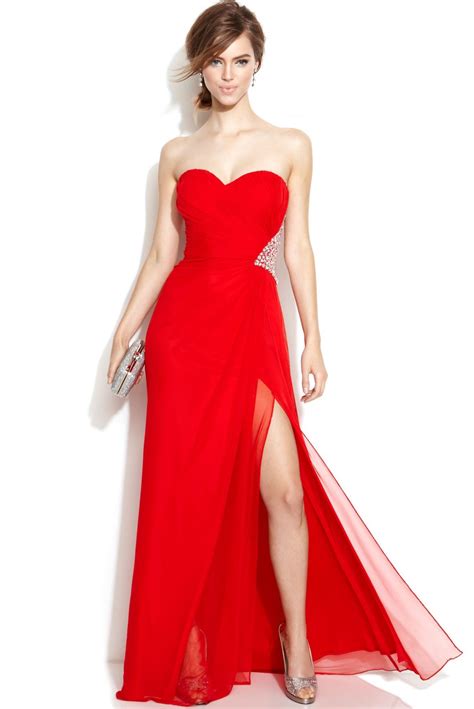 Xscape Side Cutout Embellished Strapless Gown Nordstrom Red Prom