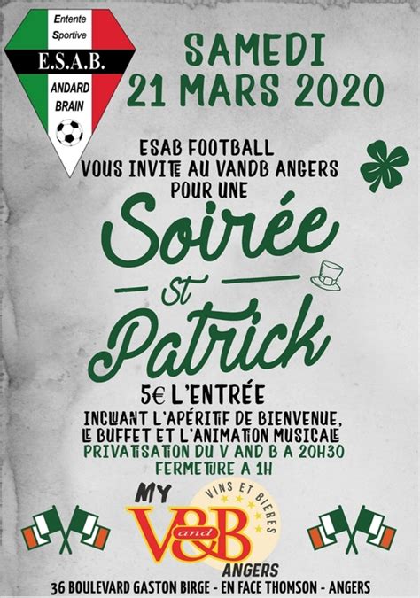 Soirée St Patrick Entente Sportive Andard Brain