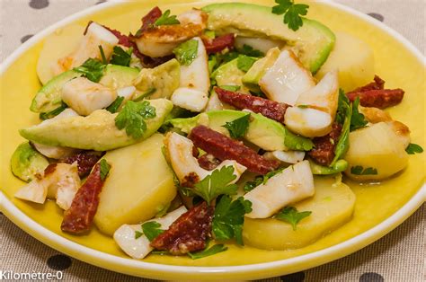 Salade dencornets au chorizo avocat et pomme de terre Kilomètre 0