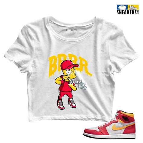 Brrr Bart Matching Air Jordan 1 Light Fusion Red Crop Top White Red