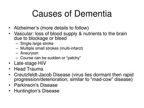 PPT - Dementia Memory impairment (decline) Other cognitive decline ...