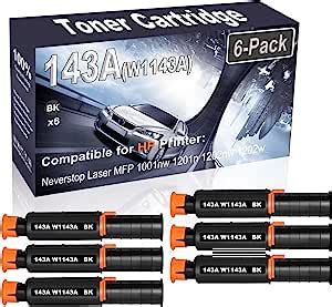 Amazon 6 Pack Black Compatible High Yield 143A W1143AD 143AD