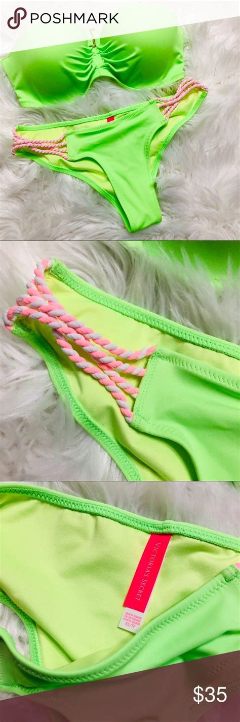 Victorias Secret Lime Green Strapless Bikini 34d Bikinis Strapless