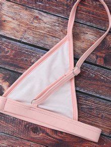 Cami Plunge String Bikini Set In PINK ZAFUL
