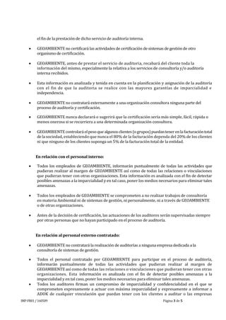 Declaracion Imparcialidad Geoambiente Pdf