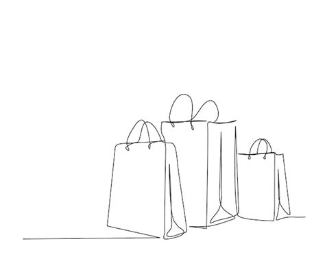 Premium Vector Continuous One Line Drawing Of Shopping Bag Paper Bags