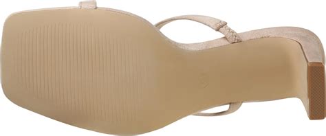 Athlefit Womens Square Open Toe Heeled Sandals Two Strap Slip On Backless Chunky Heels Nude