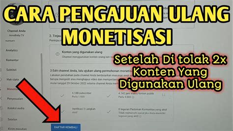 Cara Mengajukan Monetisasi Youtube Cara Pengajuan Monetisasi Ulang