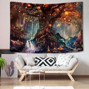 Amazon De Intdorm Magical Forest Wandteppich Baum Des Lebens