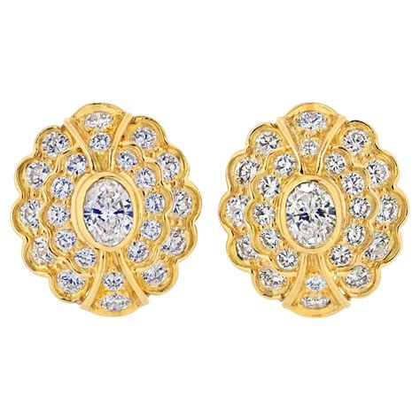 Jacques Timey Harry Winston 18k Yellow Gold Sapphire Diamond Earrings At 1stdibs Clip On