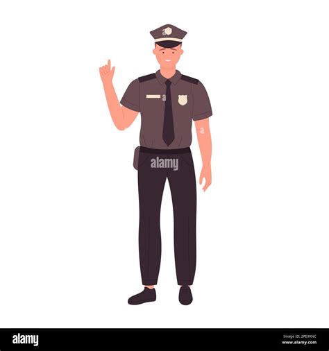 Polizist Mit Zeigefinger Standing Police Officer In Uniform Vector