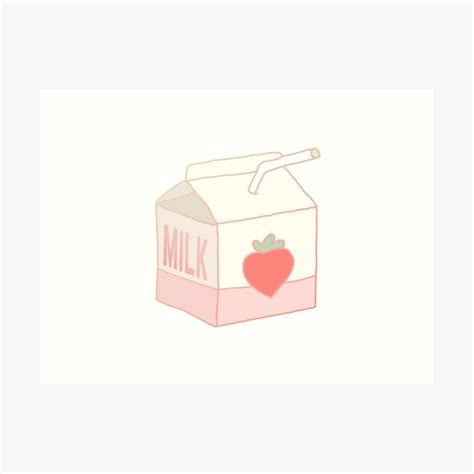 Strawberry Milk Carton Art Print By Cornetespoir Redbubble