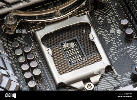 Intel Lga 1151 Cpu Socket On Motherboard Stock Photo Alamy