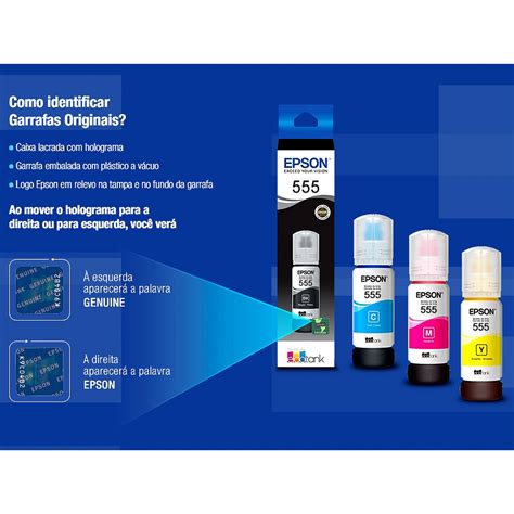 Tinta Epson 555 T555520 Cinza Original P Ecotank L8160 L8180 Mundoware