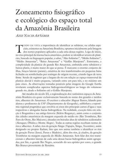 PDF Zoneamento fisiográfico e ecológico do espaço total da amazônia