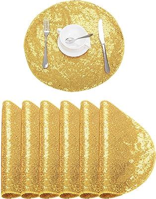 Amazon Evevda Gold Round Placemats For Dining Table Set Of