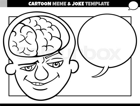 Black And White Cartoon Meme Template With Brain Man Stock Vector