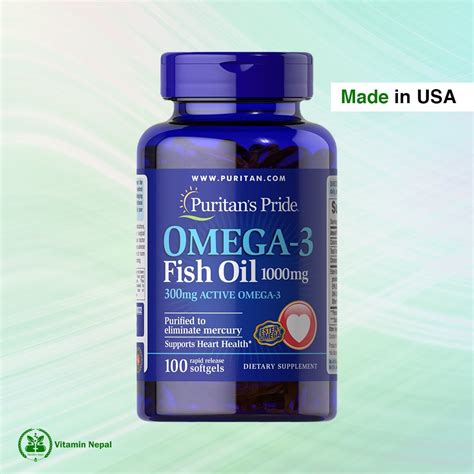 Puritans Pride Omega 3 Fish Oil 1000 Mg 300 Mg Active Omega 3