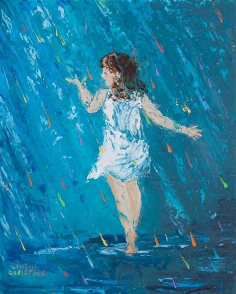 Girl in Rain Painting Summer Rain Raining Painting When It - Etsy