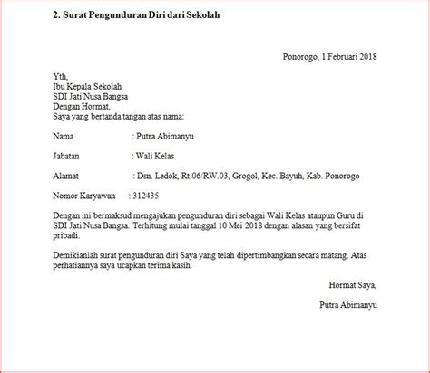 Contoh Surat Pengunduran Diri Kerja Dengan Alasan Hamil 5 Contoh