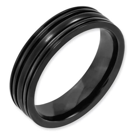 Chisel Black Titanium Grooved Mm Brushed And Polished Band Black