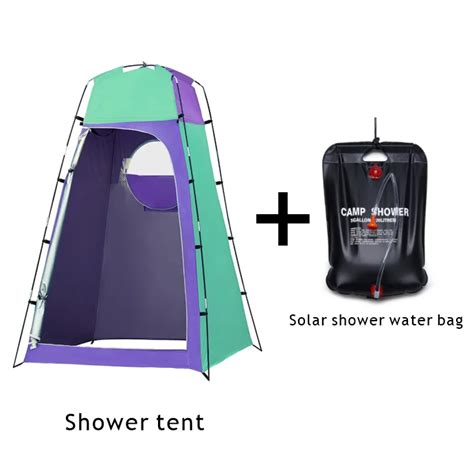 Addfun Privacy Shower Tent With Solar Shower Waterbag Portable Shelter Outdoor Shower Toilet