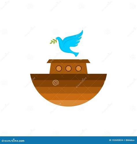 Logo of Noah`s Ark. Dove with a Branch of Olive. Ship To Rescue Animals ...