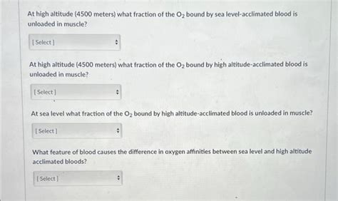 Solved High-altitude acclimation is a complex physiological | Chegg.com