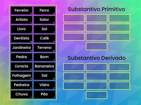 Substantivos Primitivo e Derivado - @professora_lenita - Group sort
