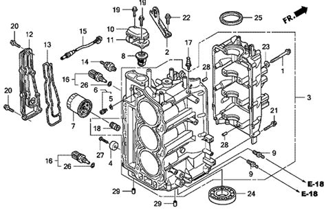Блок цилиндров подвесного лодочного мотора Honda BF 50D LRTU.