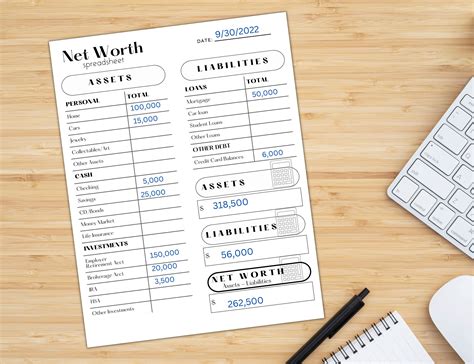 Net Worth Tracker Printable Net Worth Annual Worksheet Monthly Budget ...