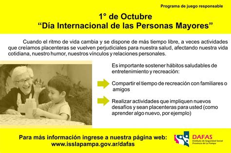 01 De Octubre Día Internacional De Las Personas Mayores Iss La Pampa