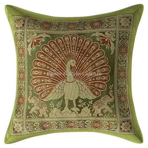 Olive Green Brocade Throw Pillow Cushion Covers at Rs 120/piece ...