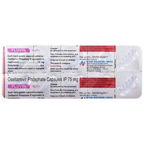 Fluvir 75mg Oseltamivir Phosphate Capsule IP At Rs 385 Box