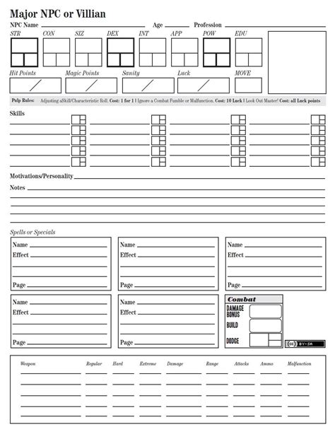 Form Fillable Npc Sheet Printable Forms Free Online