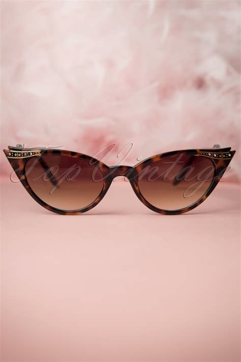 50s Vintage Cat Eye Diamond Sunglasses in Tortoise