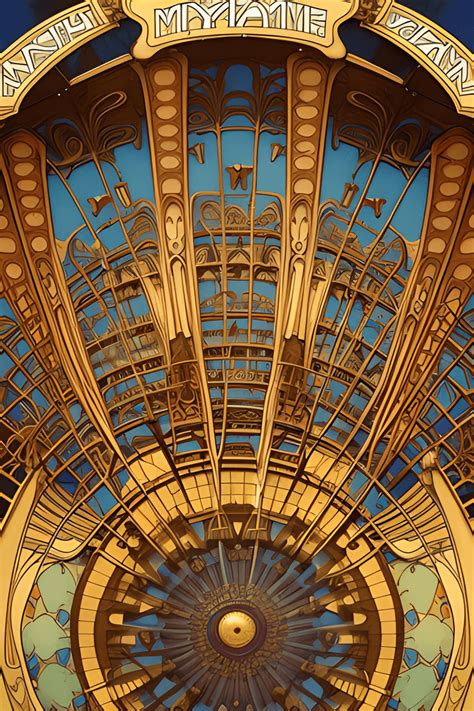 Mythic Carnival in Symetrical Art Nouveau Architecture · Creative Fabrica