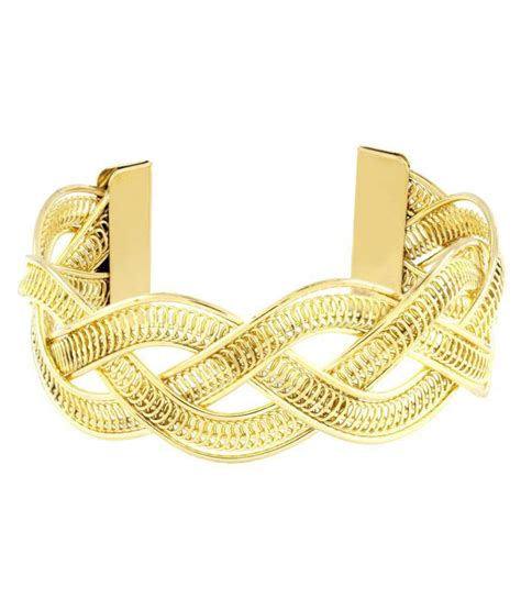 The Jewelbox Filigree Wave 18K Gold Plated Brass Cuff Kada Bangle