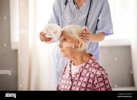 Grey Haired Woman Suffering From Strong Headache Stock Photo Alamy