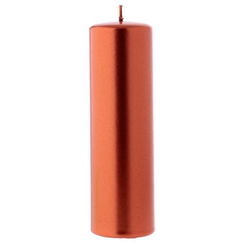 Christmas Metallic Pillar Candle Ceralacca 20x8 Cm Copper Online