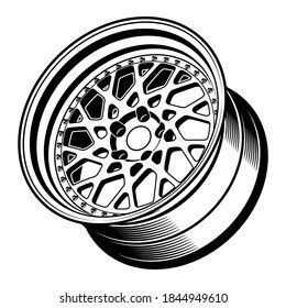 Car Wheels Rims Line Art Silhouette Stock Vector Royalty Free