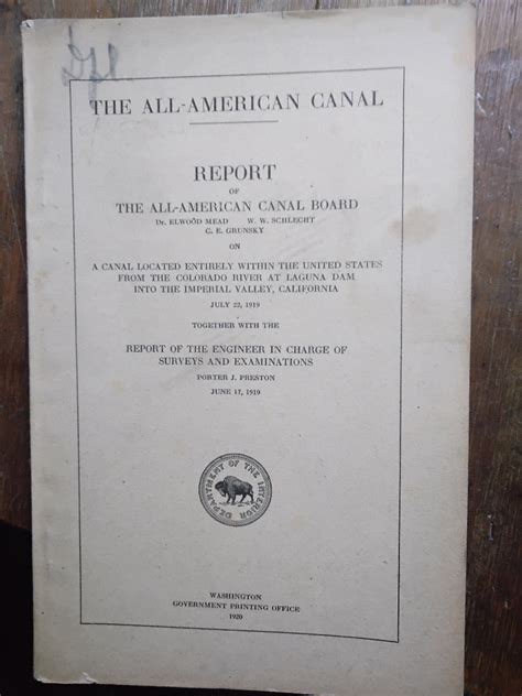 The All - American Canal Report of the All-American Canal Board A Canal ...