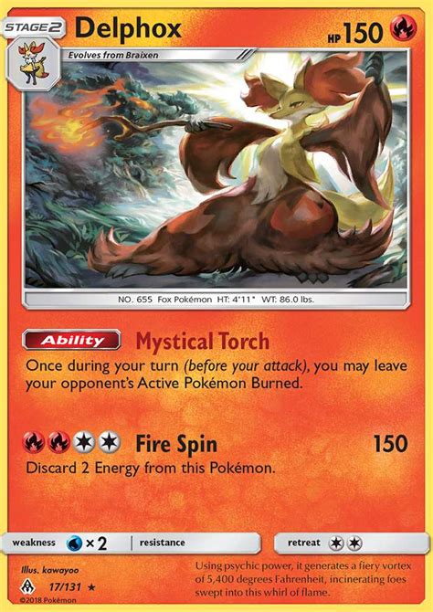 Delphox 17 Forbidden Light 2018 Pokemon Card