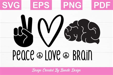 Peace Love Brain Svg Graphic By Zeerros Creative Fabrica