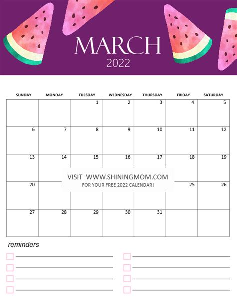 Free Calendar 2022 Printable 12 Cute Monthly Designs To Love