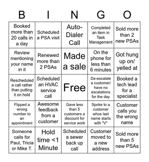 Fun Time Bingo Card