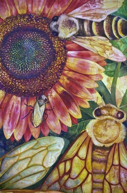 Sunflower And Bee Art Original Watercolor Painting Original